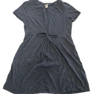 Mossimo Dress Womens Small Black Grey Twist Cutout Mini LBD Tee Shirt Cotton